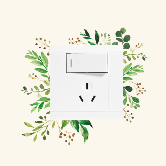 Image de Green-Leaf Pvc Light Switch Stickers Muraux Stickers Diy Art Décoration De La Maison 19X19Cm, 1 Set