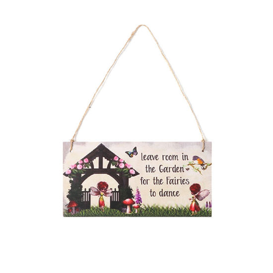Image de Décoration Murale en Bois Naturel De Signe De Porte De Jardin Multicolore-1 # 10X20Cm, 1 Pièce