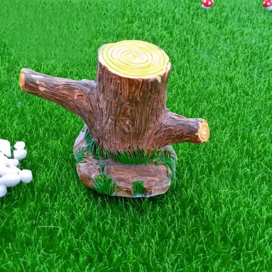 Imagen de Brown - Tree Stump Swallow Family Series Resin Micro Landscape Miniature Decoration 5.2x8cm, 1 Piece