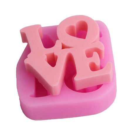 Pink - Love Baking Cake Pudding Chocolate Silicone Mold Food Grade 9x8.8x2.2cm, 1 Piece