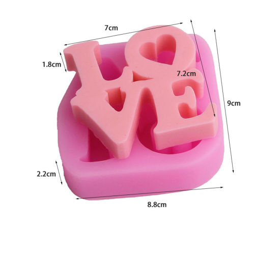 Изображение Pink - Love Baking Cake Pudding Chocolate Silicone Mold Food Grade 9x8.8x2.2cm, 1 Piece
