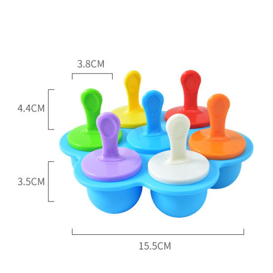Изображение Blue - 7 Cell Ice-lolly Silicone Mold Food Grade 16x12x3.6cm, 1 Piece