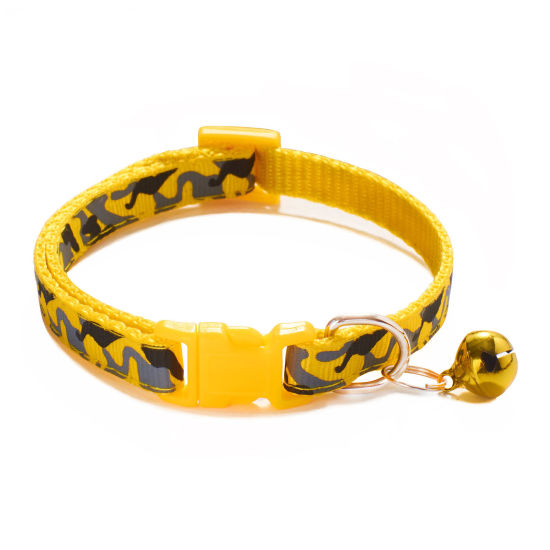 Picture of Yellow - Polyester Camouflage Adjustable with Bell Dog Collar Pet Supplies 20cm long - 32cm long, 1 Piece
