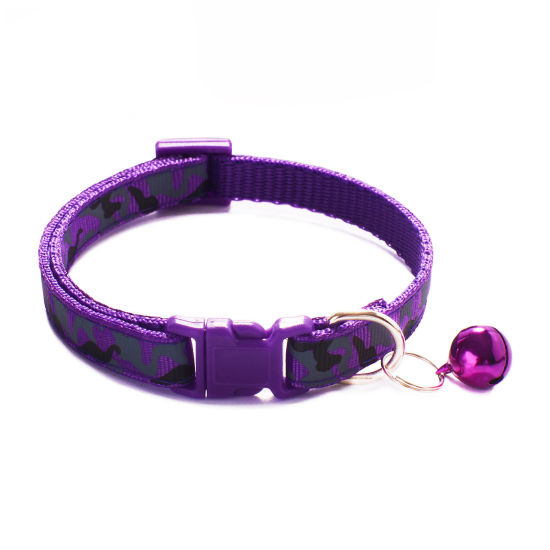 Picture of Purple - Polyester Camouflage Adjustable with Bell Dog Collar Pet Supplies 20cm long - 32cm long, 1 Piece