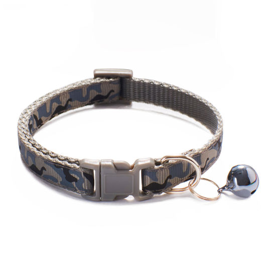 Picture of Gray - Polyester Camouflage Adjustable with Bell Dog Collar Pet Supplies 20cm long - 32cm long, 1 Piece