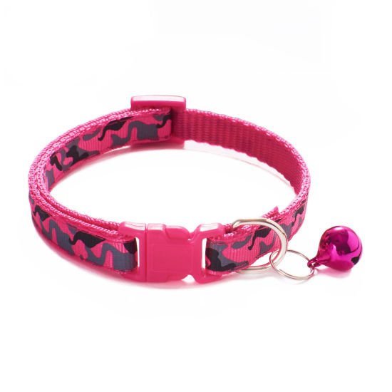 Picture of Fuchsia - Polyester Camouflage Adjustable with Bell Dog Collar Pet Supplies 20cm long - 32cm long, 1 Piece