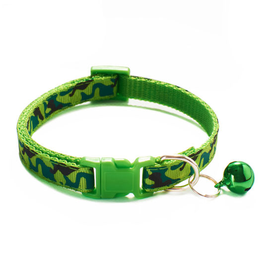 Picture of Light Green - Polyester Camouflage Adjustable with Bell Dog Collar Pet Supplies 20cm long - 32cm long, 1 Piece