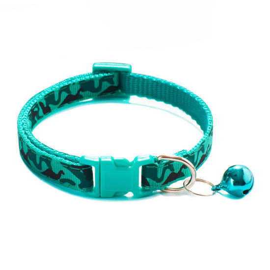 Picture of Mint Green - Polyester Camouflage Adjustable with Bell Dog Collar Pet Supplies 20cm long - 32cm long, 1 Piece