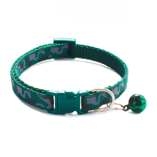 Picture of Dark Green - Polyester Camouflage Adjustable with Bell Dog Collar Pet Supplies 25cm long - 40cm long, 1 Piece