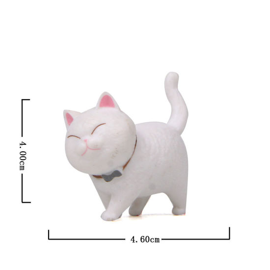 Picture of White - PVC Cute Cat Ornaments Home Landscape Miniature Decoration 4x4.6cm, 1 Piece