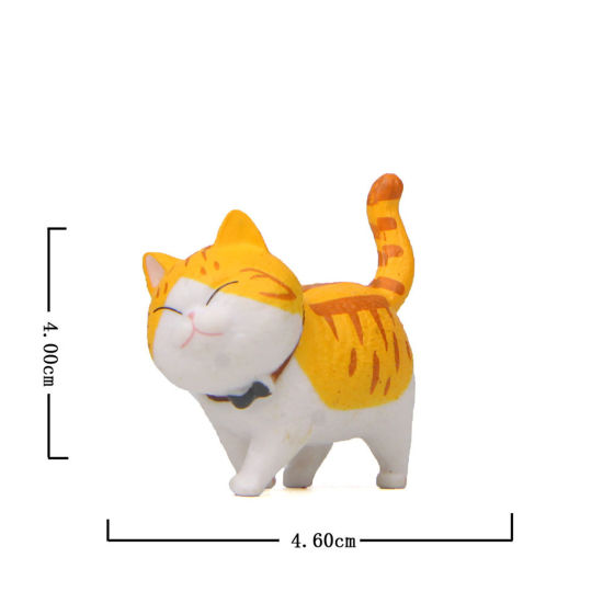 Picture of Yellow - PVC Cute Cat Ornaments Home Landscape Miniature Decoration 4x4.6cm, 1 Piece