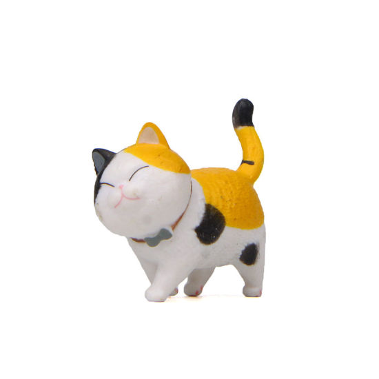 Picture of Multicolor - PVC Cute Cat Ornaments Home Landscape Miniature Decoration 4x4.6cm, 1 Piece