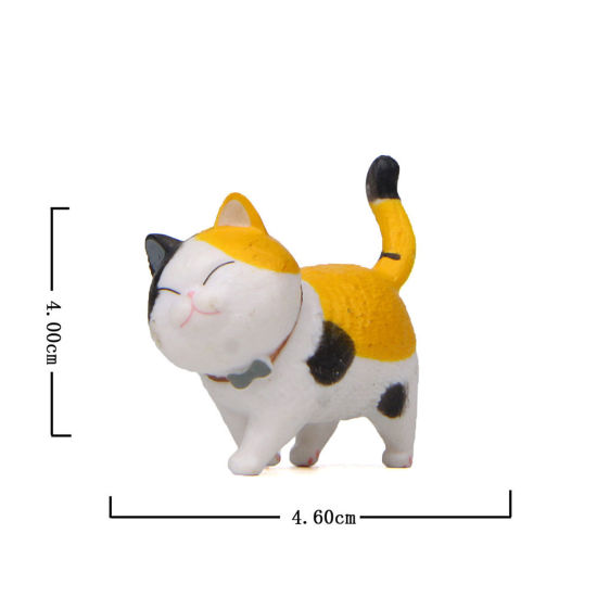 Picture of Multicolor - PVC Cute Cat Ornaments Home Landscape Miniature Decoration 4x4.6cm, 1 Piece