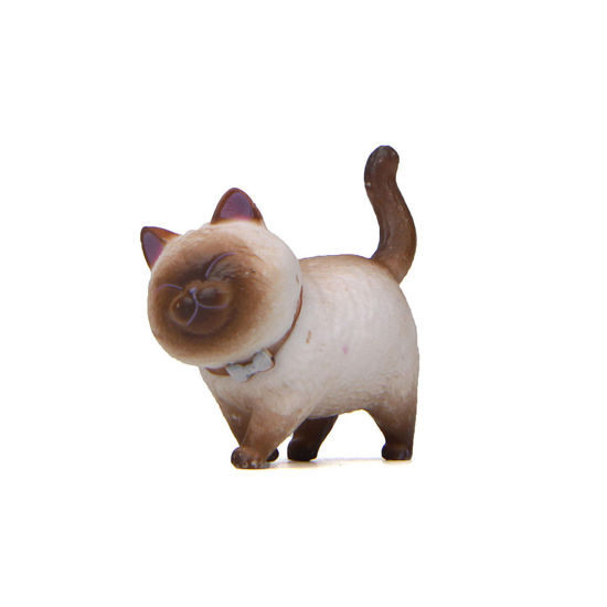 Picture of Brown - PVC Cute Cat Ornaments Home Landscape Miniature Decoration 4x4.6cm, 1 Piece
