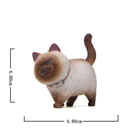 Picture of Brown - PVC Cute Cat Ornaments Home Landscape Miniature Decoration 4x4.6cm, 1 Piece