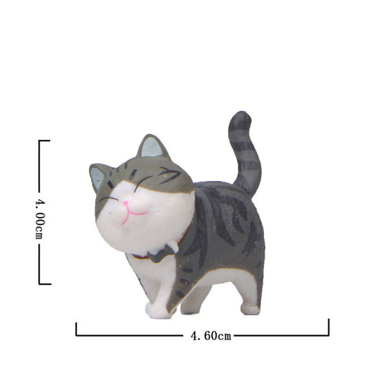 Picture of Gray - PVC Cute Cat Ornaments Home Landscape Miniature Decoration 4x4.6cm, 1 Piece