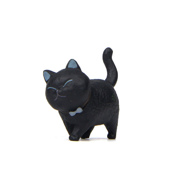 Picture of Black - PVC Cute Cat Ornaments Home Landscape Miniature Decoration 4x4.6cm, 1 Piece