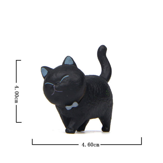 Picture of Black - PVC Cute Cat Ornaments Home Landscape Miniature Decoration 4x4.6cm, 1 Piece