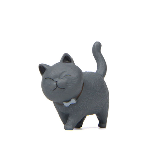 Picture of Gray - PVC Cute Cat Ornaments Home Landscape Miniature Decoration 4x4.6cm, 1 Piece