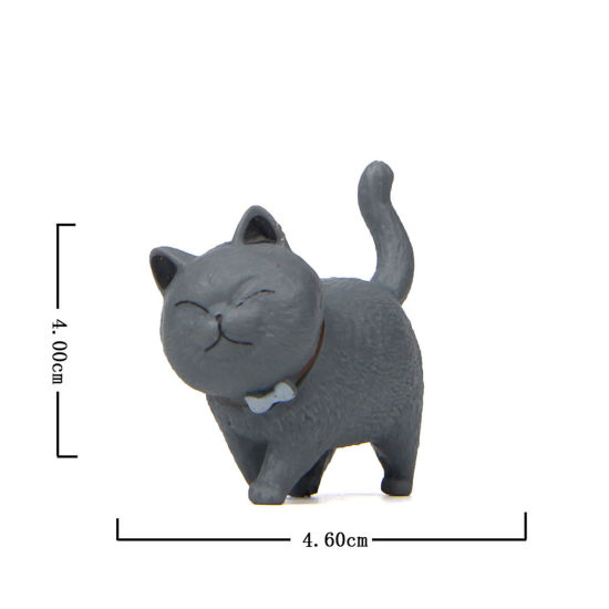 Picture of Gray - PVC Cute Cat Ornaments Home Landscape Miniature Decoration 4x4.6cm, 1 Piece