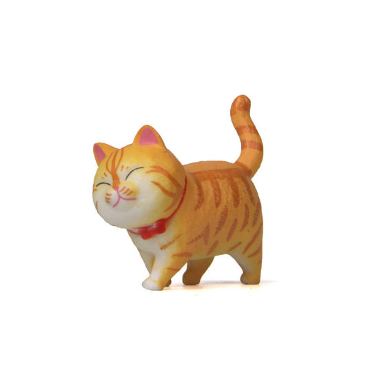 Picture of Yellow - Second Generation PVC Cute Cat Ornaments Home Landscape Miniature Decoration 4.1x4.6cm, 1 Piece