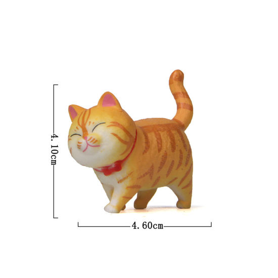 Picture of Yellow - Second Generation PVC Cute Cat Ornaments Home Landscape Miniature Decoration 4.1x4.6cm, 1 Piece