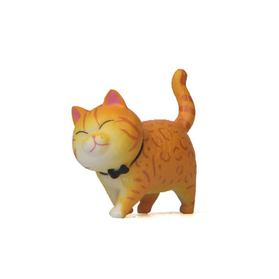 Picture of Yellow - Second Generation PVC Cute Cat Ornaments Home Landscape Miniature Decoration 4.1x4.6cm, 1 Piece