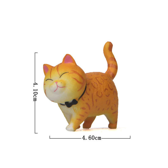 Picture of Yellow - Second Generation PVC Cute Cat Ornaments Home Landscape Miniature Decoration 4.1x4.6cm, 1 Piece