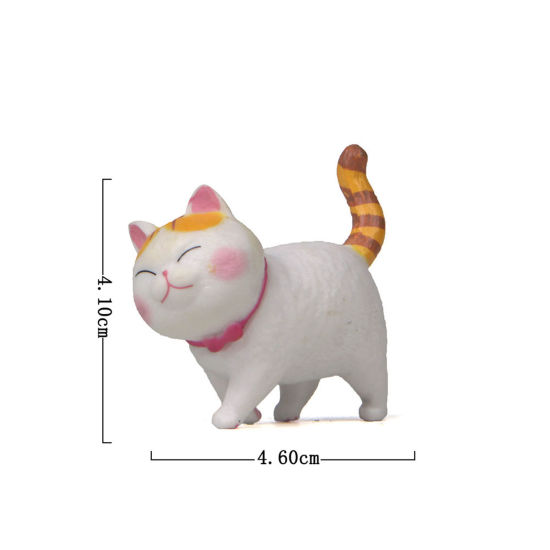 Picture of White - Second Generation PVC Cute Cat Ornaments Home Landscape Miniature Decoration 4.1x4.6cm, 1 Piece