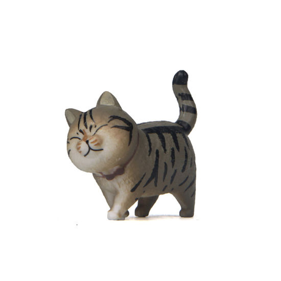 Picture of Gray - Second Generation PVC Cute Cat Ornaments Home Landscape Miniature Decoration 4.1x4.6cm, 1 Piece