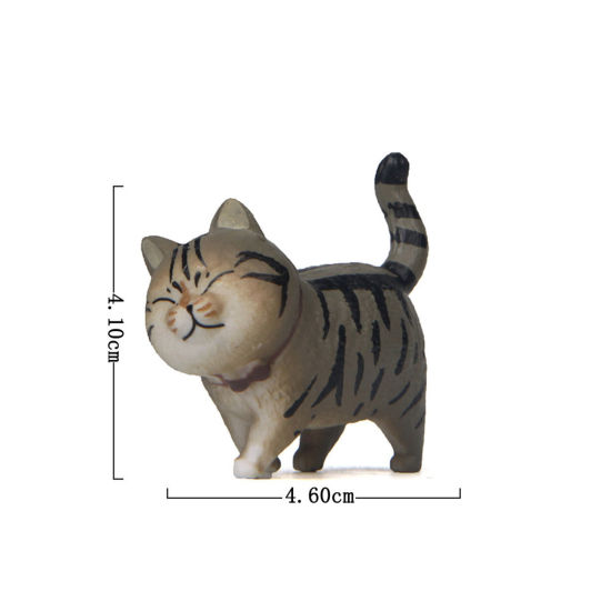 Picture of Gray - Second Generation PVC Cute Cat Ornaments Home Landscape Miniature Decoration 4.1x4.6cm, 1 Piece