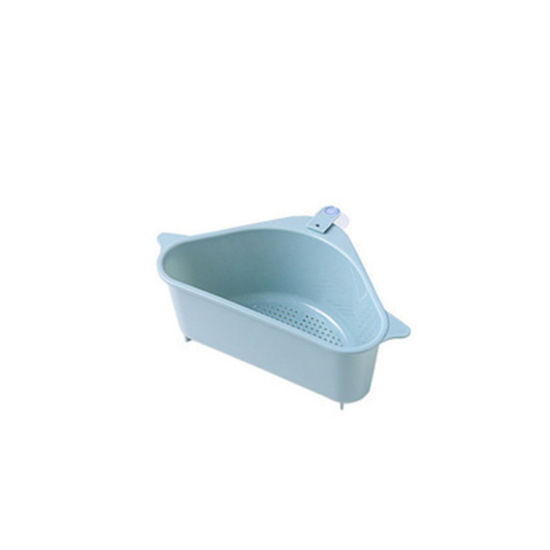 Picture of Blue - PP Kitchen Triangle Drain Basket Suction Cup Type Sink Filter Rack Sink Garbage Storage Hanging Basket 20x26.5x9cm, 1 Piece