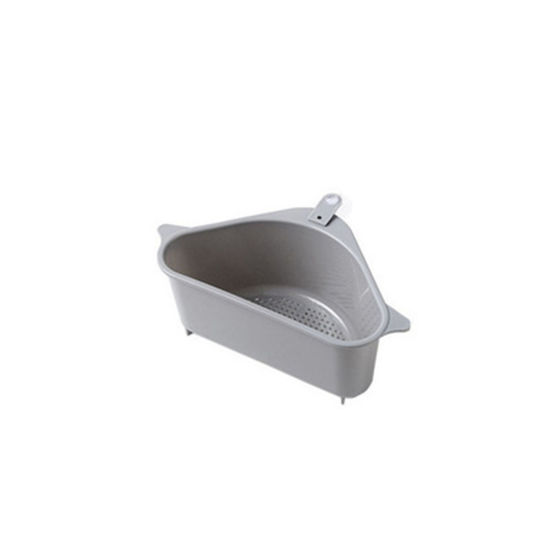 Picture of Gray - PP Kitchen Triangle Drain Basket Suction Cup Type Sink Filter Rack Sink Garbage Storage Hanging Basket 20x26.5x9cm, 1 Piece