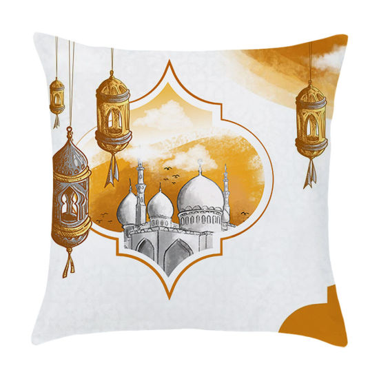 Picture of White - 2# Peach Skin Fabric Ramadan Printed Pillowcase Home Textile 45x45cm, 1 Piece