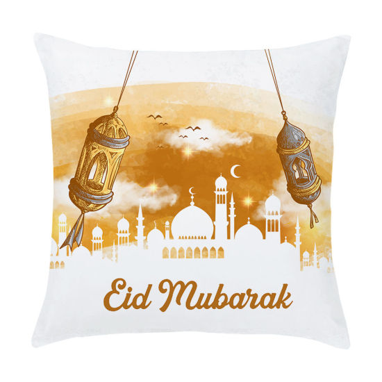 Picture of White - 4# Peach Skin Fabric Ramadan Printed Pillowcase Home Textile 45x45cm, 1 Piece