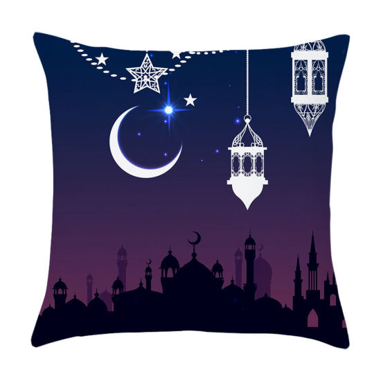 Picture of Purple - 13# Peach Skin Fabric Ramadan Printed Pillowcase Home Textile 45x45cm, 1 Piece