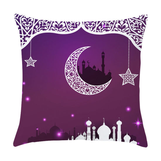 Picture of Purple - 16# Peach Skin Fabric Ramadan Printed Pillowcase Home Textile 45x45cm, 1 Piece