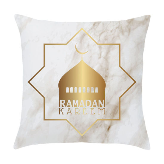 Picture of White - 27# Peach Skin Fabric Ramadan Printed Pillowcase Home Textile 45x45cm, 1 Piece