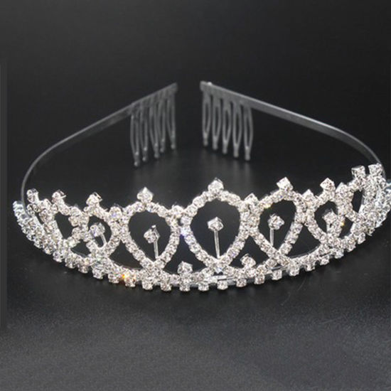 Picture of Silver - Shiny Crown Rhinestone Girl Queen Birthday Party Supplies 12x4cm, 1 Piece