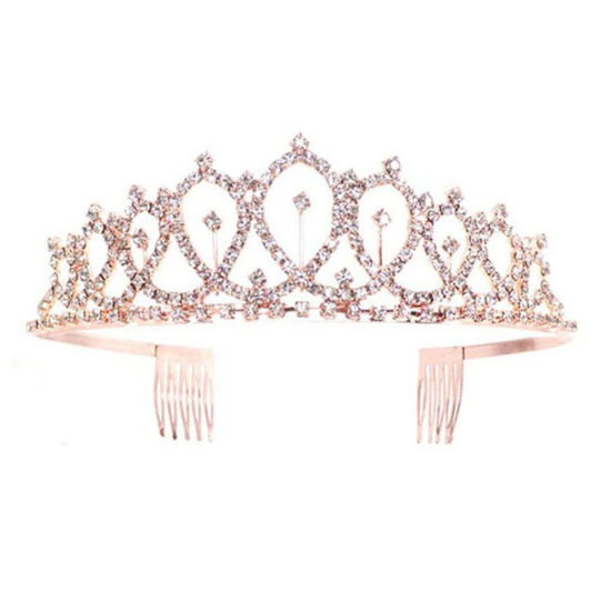 Picture of Rose Gold - Shiny Crown Rhinestone Girl Queen Birthday Party Supplies 12x4cm, 1 Piece