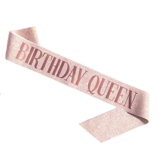 Picture of Rose Gold - Birthday Queen Ribbon Party Supplies 9.5x158cm, 1 Piece