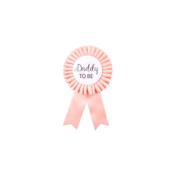 Picture of Orange Pink - Daddy To Be Brooch Badge Baby Shower Party Supplies 8x15cm, 1 Piece