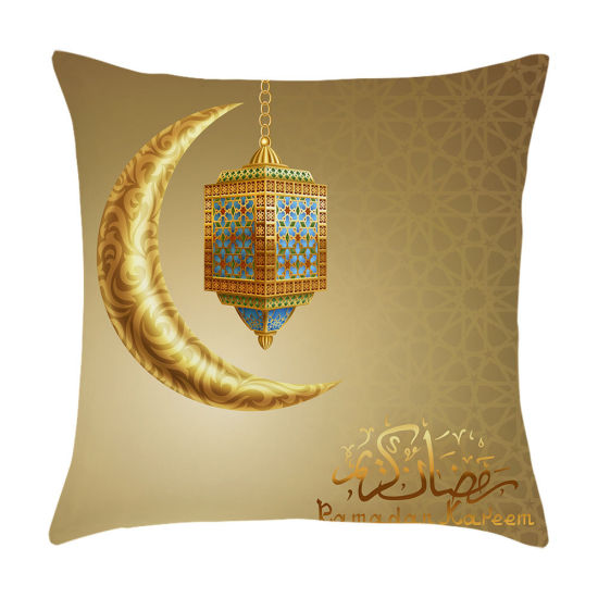 Picture of Golden - 20# Peach Skin Fabric Ramadan Printed Pillowcase Home Textile 45x45cm, 1 Piece