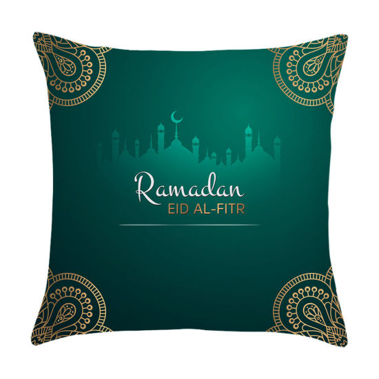 Picture of Dark Green - 24# Peach Skin Fabric Ramadan Printed Pillowcase Home Textile 45x45cm, 1 Piece