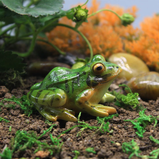 Изображение Green - Resin Simulation Frog Micro Landscape Miniature Decoration 6.5x5.5x3.8cm, 1 Piece