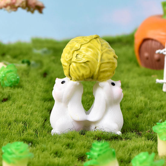 Изображение White - 3# Rabbit Animal Resin Micro Landscape Miniature Decoration 4.6x3.2cm, 1 Piece