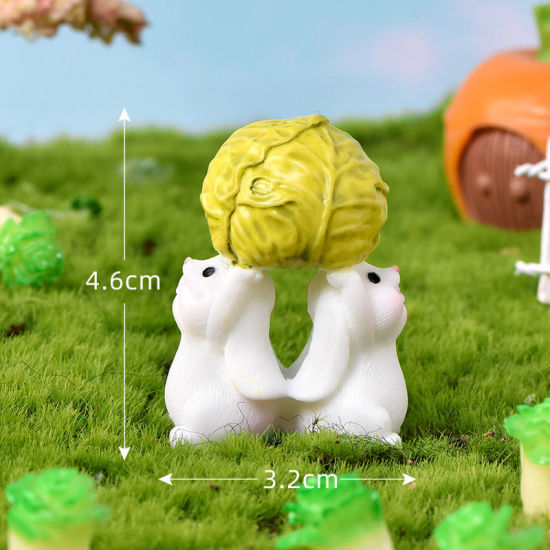 Изображение White - 3# Rabbit Animal Resin Micro Landscape Miniature Decoration 4.6x3.2cm, 1 Piece