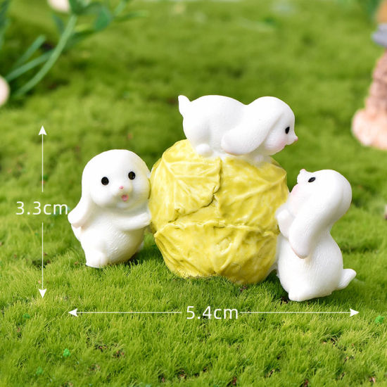 Изображение White - 6# Rabbit Animal Resin Micro Landscape Miniature Decoration 3.3x5.4cm, 1 Piece