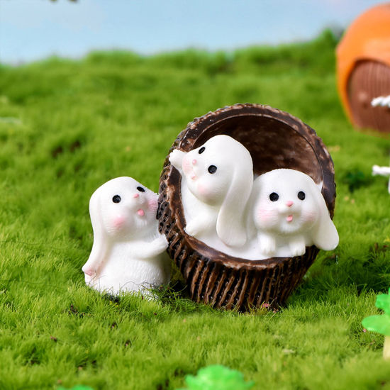 Изображение White - 7# Rabbit Animal Resin Micro Landscape Miniature Decoration 4x5cm, 1 Piece