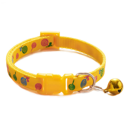 Picture of Yellow - Lollipop Adjustable Dog Pet Collar With Bell 19x1cm, 1 Piece